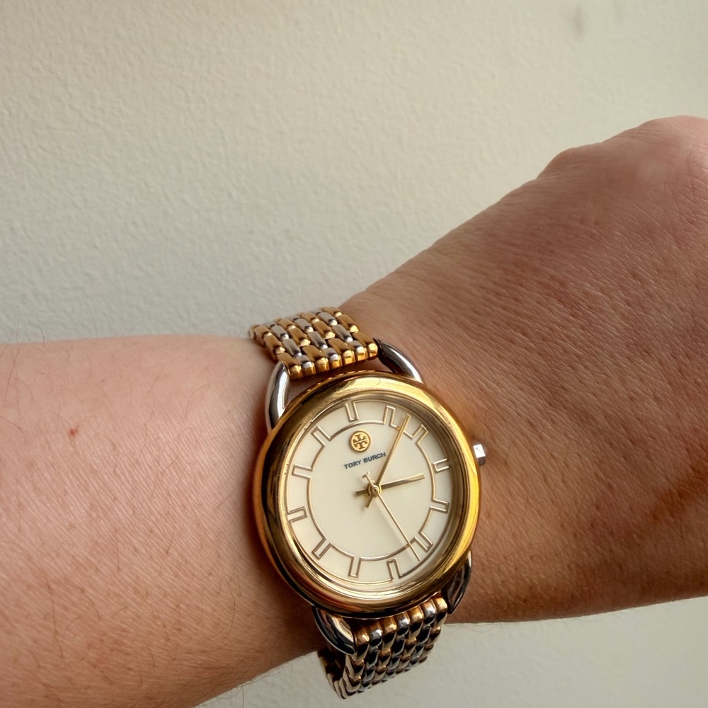 Tory Burch Two-Tone Gold and Silver Round Dial Watch